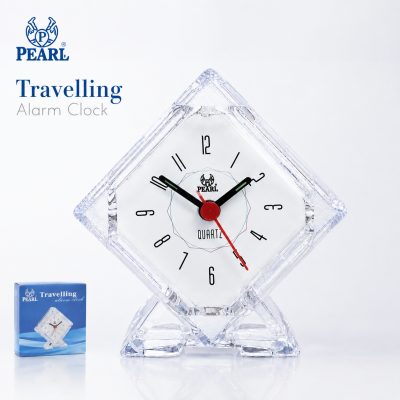 Foldable Travel Alarm Clock (BE Model) – Compact Portable Quartz Analog Clock with Night Light, Battery Included